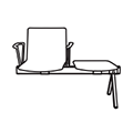 Konferenzstuhl Element do rozbudowy 2-stanowiskowy: 1x siedzisko tworzywowe + blat SH1S1BR Shila