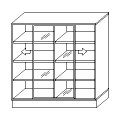 Schrank Uchwyty i ramki - srebrne aluminium - Witryna - szkło mleczne - front przesuwny GR-8 Grand