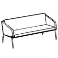 Sofa biurowa  Fin sofa podlokietniki 3 metal - ORZECH Fin