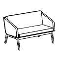 Sofa biurowa  Fin sofa podlokietniki 2  drewno - ORZECH Fin