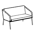 Sofa biurowa  Fin sofa podlokietniki 2 metal - ORZECH Fin