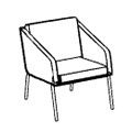 Office sofa  Fin fotel podlokietniki metal - ORZECH Fin
