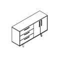 Schreibtisch Komoda 2 OH - drzwi plytowe - szuflady TUN K223 Tundra